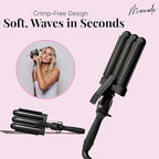 Mermade PRO Hair Waver 1.25" - 3 Barrel Curling Iron 1 1/4 Inch, Ceramic Barrel Waver for Thick, Thin, Long, or Short Hair - 1.25", Black