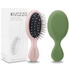 2-Pack Kids Mini Hair Brush for Detangling, Gentle Travel Hairbrush for Girls, Boys & Women, Portable Detangler for Wet & Dry Hair, Compact for Purse & Backpack (Pink and Green)