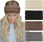 DRESHOW Knit Crochet Headband for Women Ear Warmer Soft Turban Stretch Warmer Headbands Winter Fashion Head Wrap
