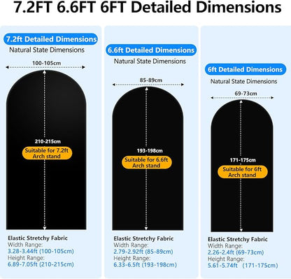 Hemmotop Stretchy Black Arch Backdrop Cover Set of 3-7.2ft, 6ft | Wrinkle-Free - Image 3