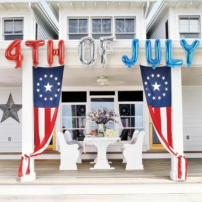 TONIFUL 16 Inch 4th of July Balloons Banner Fourth of July Letter Foil Balloons - Image 6