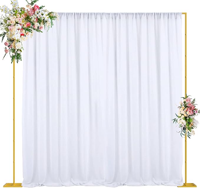 10x10FT Backdrop Stand Heavy Duty Pipe and Drape Kit Adjustable | Gold Metal by Wokceer