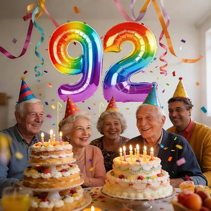 40 Inch Number 92 Balloons for 92nd Birthday Party Decorations, 0-100 Rainbow - Image 2