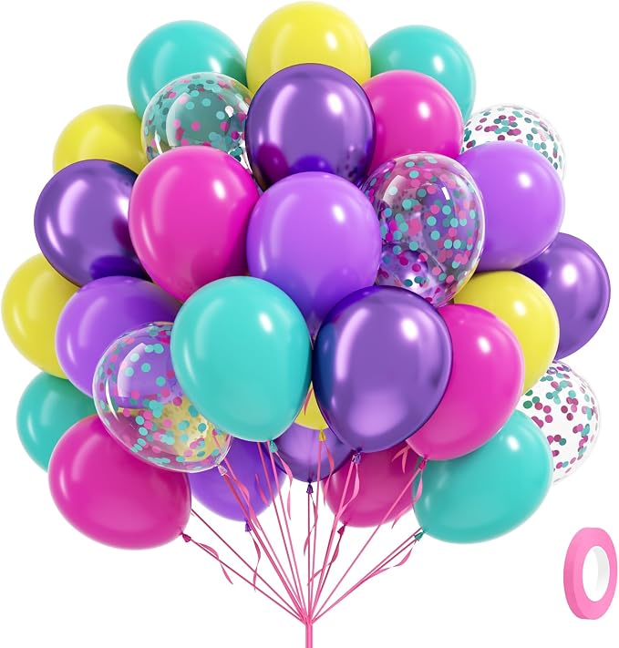 60pcs 12inch Pink Purple and Blue Balloons by Awenztech