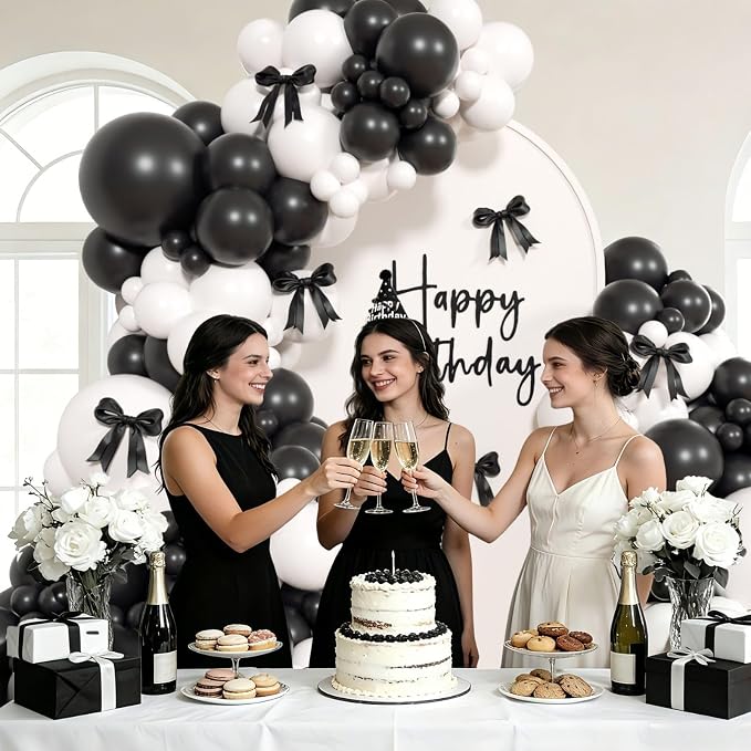 155pcs Black and White Balloon Arch Kit - Image 5