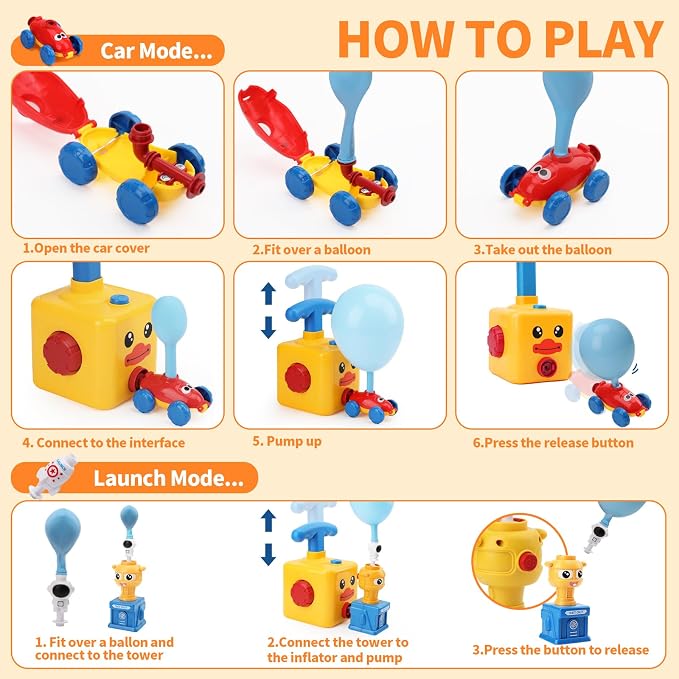 Balloon Launcher Car Toy Set, Balloon Powered Car - Image 6