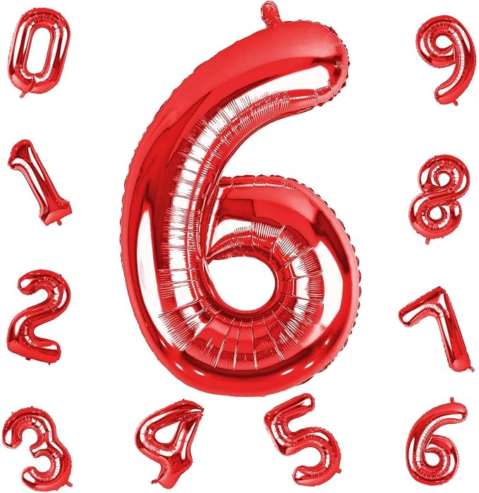 40 Inch Red Large Numbers Balloons 6, Self Inflating Digit 6 Helium Balloons - Image 9
