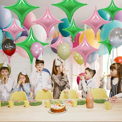 Pink Green Balloons, 26Inch and 10Inch Pink Green Quadrangle Star Helium - Image 5