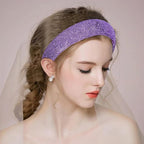 Sparkly Wide Headbands for Women Girls,2PCS Rhinestone Padded Headband Sliver Purple Glitter,Fashion Sparkle Rhinestone Hairbands Hair Hoop for Daily Prom Party Head Accessories