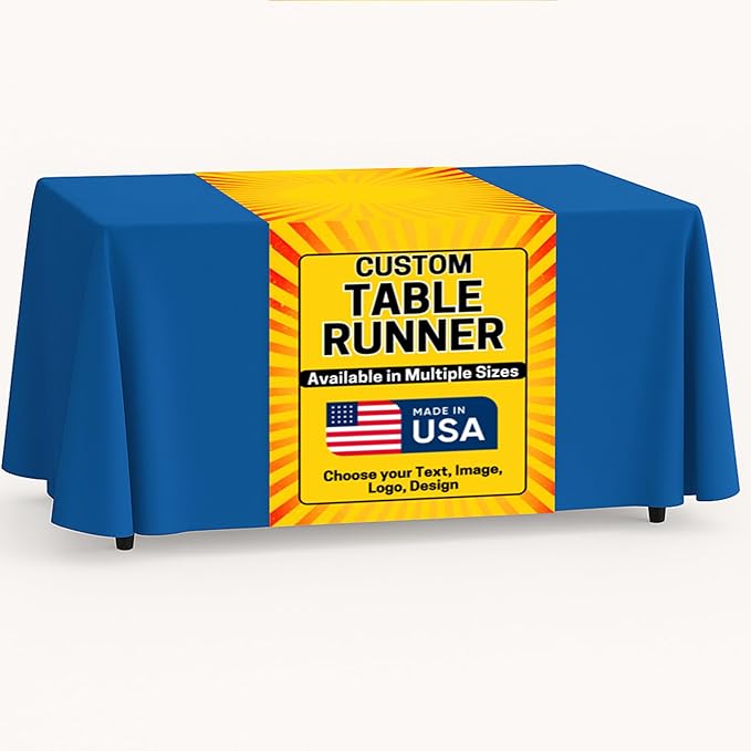 DC Custom Table Runner with Business Logo, Table Vendor Display Made in USA | by DreamController