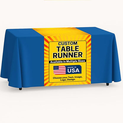 DC Custom Table Runner with Business Logo, Table Vendor Display Made in USA | by DreamController