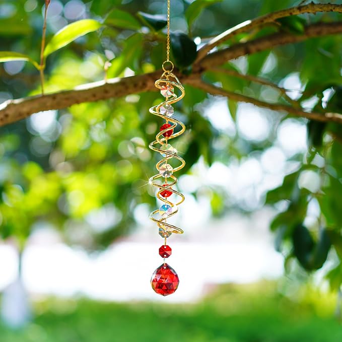 20.5in Crystal Gazing Ball Wind Spinner Suncatcher Garden Decor | Crystal - Image 8