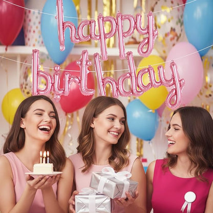 Happy Birthday Balloons Banner Foil Letters Balloons Connected, Personalized - Image 3