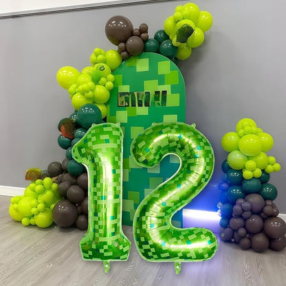 Gaint Green Pixel Number 12 Balloon, Dark Kelly Green Self Inflating 12 - Image 6