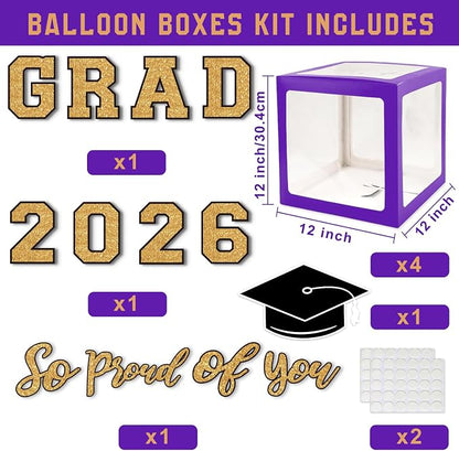 Purple and Gold Graduation Decorations 2026, Graduation Decorations Set of 4 - Image 2