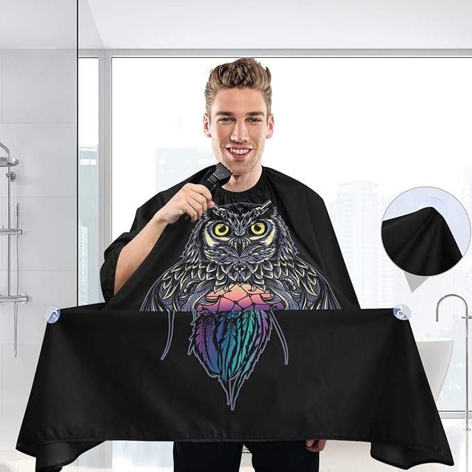 ALAZA Owl Dreamcatcher Barber Cape for Men Women, Waterproof Haircut Apron Beard Shaving Bib Hair Cutting Cloth 55 x 65 Inch