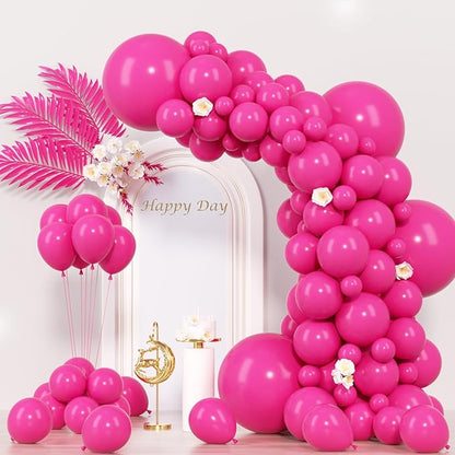 Voircoloria 130pcs Hot Pink Balloons Garland Arch Kit, 18 12 10 5 Inch | by Voircoloria