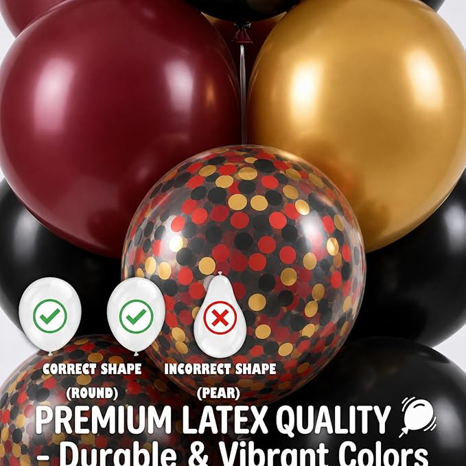 Hiins Balloon Column Kit Set of 2, Burgundy Black Gold Birthday Party Decor | - Image 4