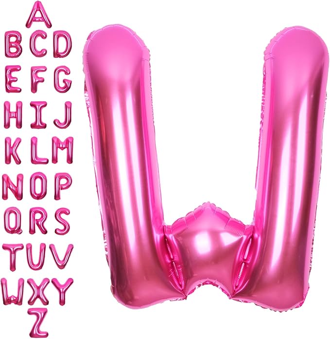 SUWEN 40 Inch Hot Pink Large W Letter Balloons Big Foil Helium Letter A-Z | by SUWEN