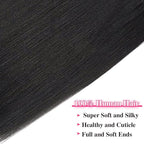 Seamless PU Yaki Straight Clip in Hair Extensions Real Human Hair For Women Invisible Yaki Straight Clip ins (20inch,#1B)