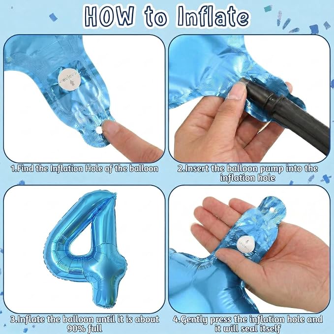 Light Blue Number 4 Balloon 40 Inch, Foil Numeral - Image 5