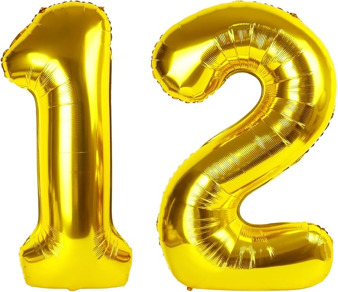 12 Balloon - Gold Birthday Number Balloons, 40 Inch Decorations Men Women | by ALPHADELTAPI