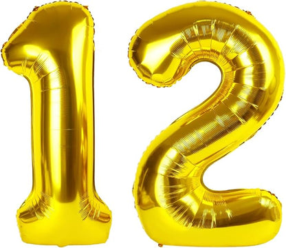 Big 40 Inch Gold 12 21 Number Balloon Birthday Decoration, Number 12 21 Helium by Upgesy