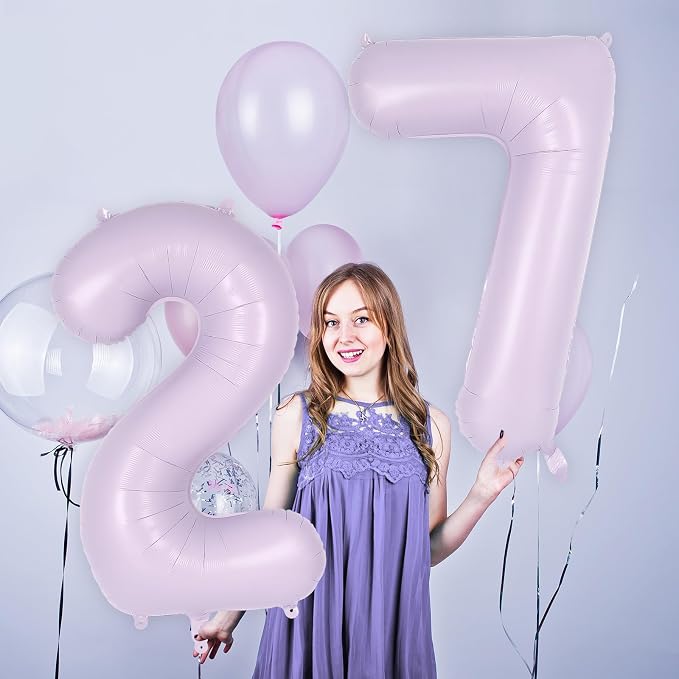 Light Purple Number 7 Balloon, 40 Inch Big Large Foil Helium Number Balloons - Image 5