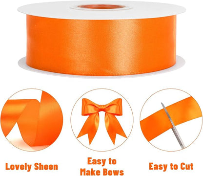 KINGLAKE Orange Satin Ribbon – 1-1/2 Inch x 2 Rolls Orange Ribbon - Image 3