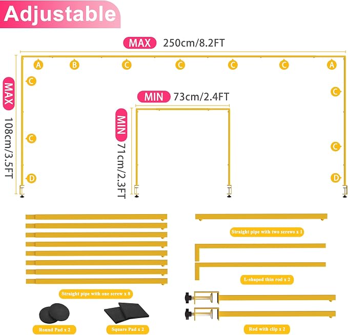 Over The Table Rod Stand with Clamps Gold Table Arch Banner Stand | Adjustable - Image 2