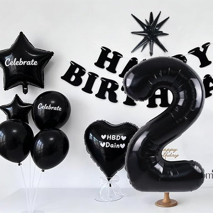 TONIFUL 2nd Birthday Balloons Kit 40 Inch Black Large Number 2 Foil Balloon | - Image 6