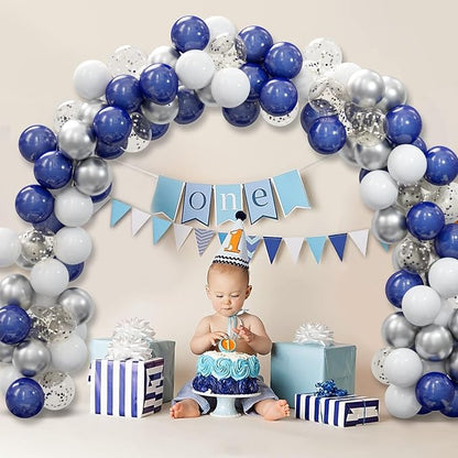 62pcs Silver Navy Blue Balloons Kit - Image 2