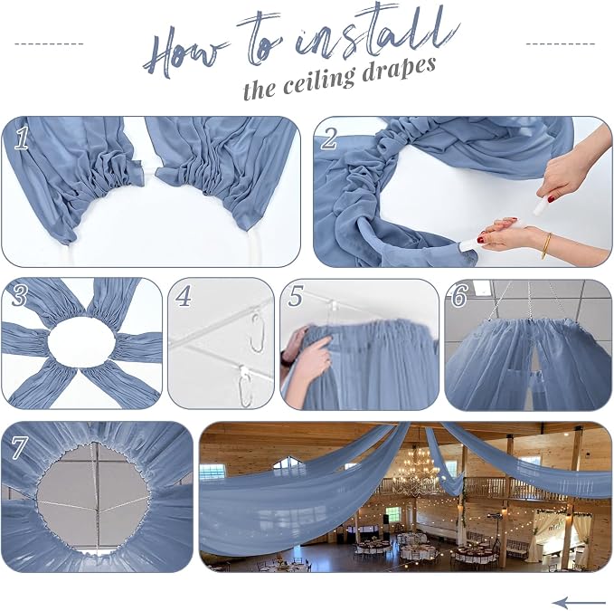 6 Panel Dusty Blue Wedding Drapes - Image 7