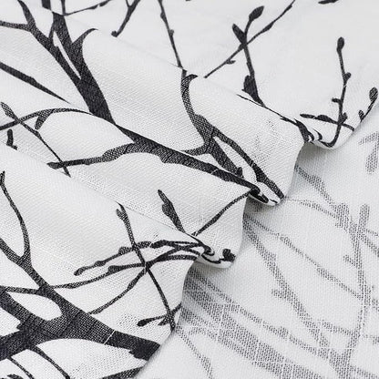 FMFUNCTEX Linen Black White Semi Sheer Print Curtains 45 Inch Long 2 Panels | - Image 4