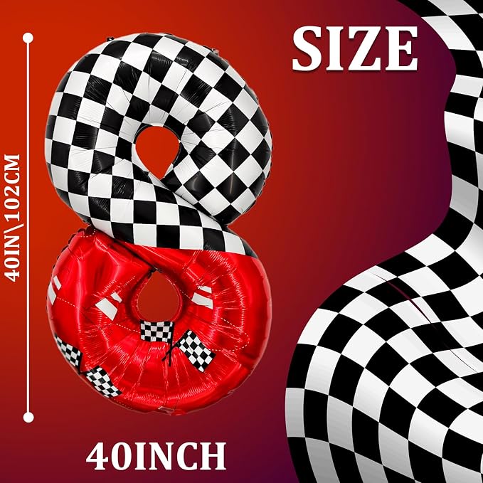 1 pack racing theme 40-inch digital foil balloon, featuring black and white - Image 2
