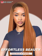 WIGNEE 13x6 Synthetic Lace Front Wig 28" Long Straight Wig Ombre Ginger Synthetic Wigs for Black Women Pre-Plucked Glueless Wig for Daily Party Use