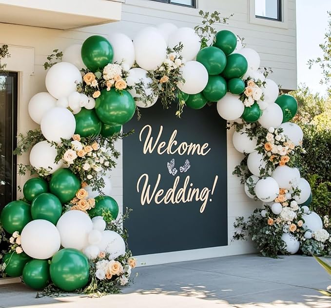White Balloon Arch Garland Kit Double Stuffed White Balloons Different Sizes - Image 6