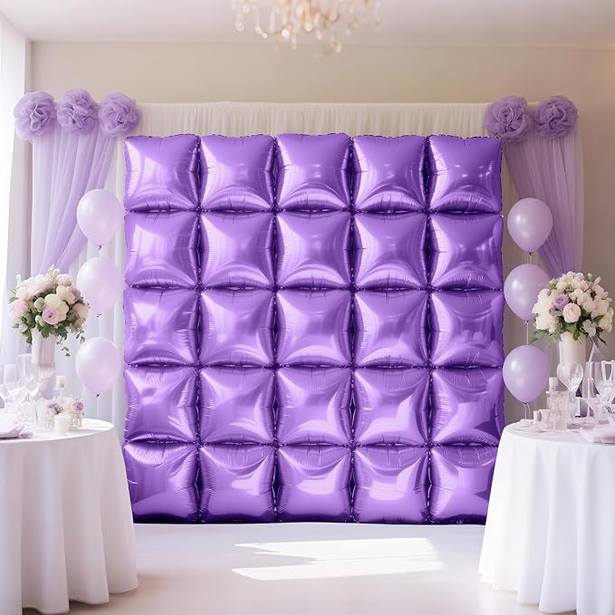 NISOCY 25PCS Light Purple Square Foil Balloons Wall Backdrop | Double Sided - Image 7