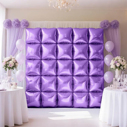 NISOCY 25PCS Light Purple Square Foil Balloons Wall Backdrop | Double Sided - Image 7
