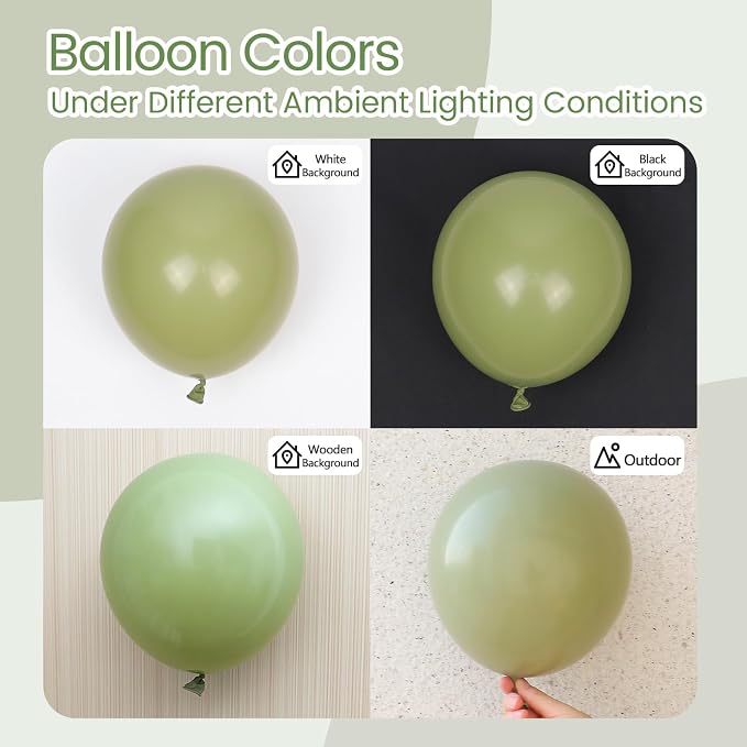 Sage Green Balloons 12 inch, Dusty Green 50pcs Party Balloons | Wedding - Image 4