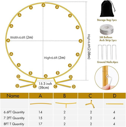 Nisoger 6.6FT Round Backdrop Stand, Circle Gold Balloon Wedding Arch Frame | - Image 4