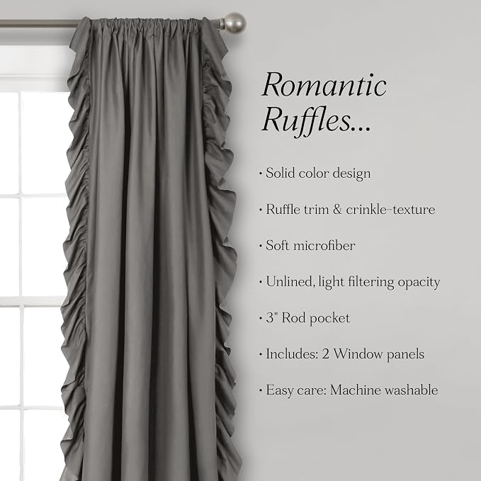 Lush Decor Reyna Ruffle Window Curtain Panel Set, Living room, or Dining Room - Image 5