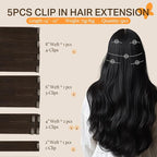 DOORES Human Hair Extensions Clip in, 5pcs 75g Light Dark Brown 14 Inch Remy Clip in Hair Extensions Natural Hair Extensions Straight