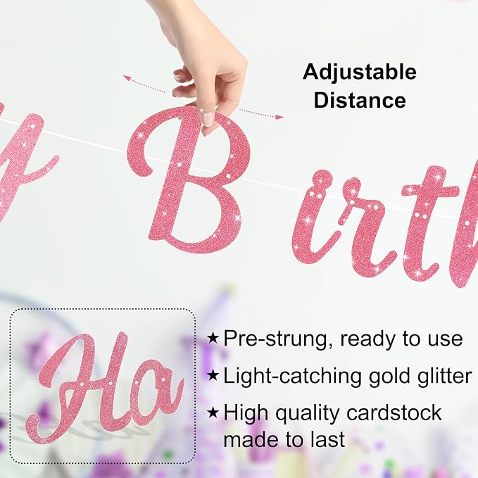 Pre-Strung Happy Birthday Banner, NO DIY Party Decorations | Birthday Party - Image 3