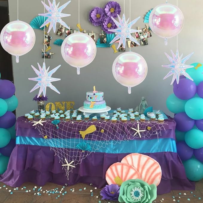 TONIFUL 8Pcs 22Inch Iridescent Large 4D Giant Round and Star Balloons Explosion - Image 5