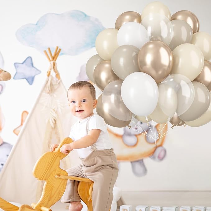 Beige White Gold Balloons - Image 8