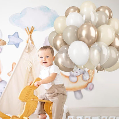 Beige White Gold Balloons - Image 8