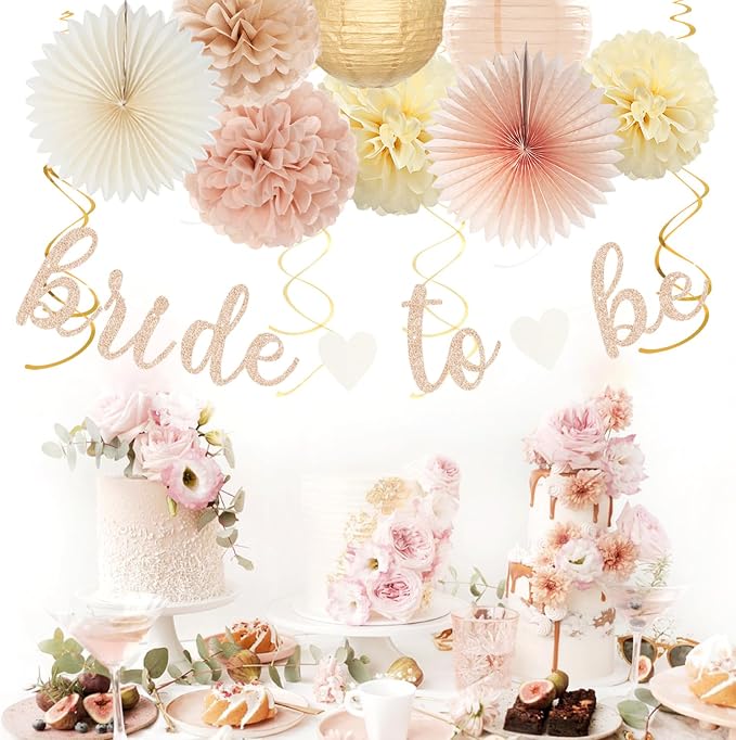 Champagne-Gold Beige Fall Bridal-Shower Party-Decorations - Image 5