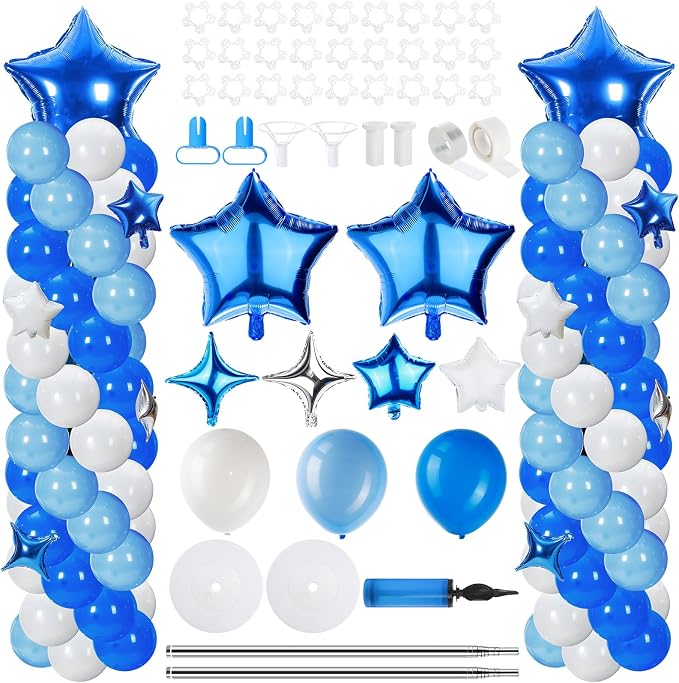 Gejoy 110 Pcs Blue White Balloons Column Stand Kit Adjustable Tower Stand from by Gejoy