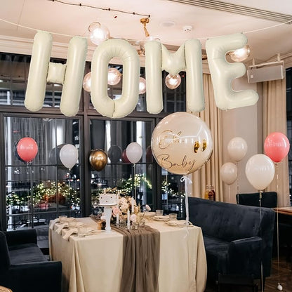 40 Inch Cream White HOME Balloon Banner – Large Ivory Alphabet Mylar Letter - Image 3